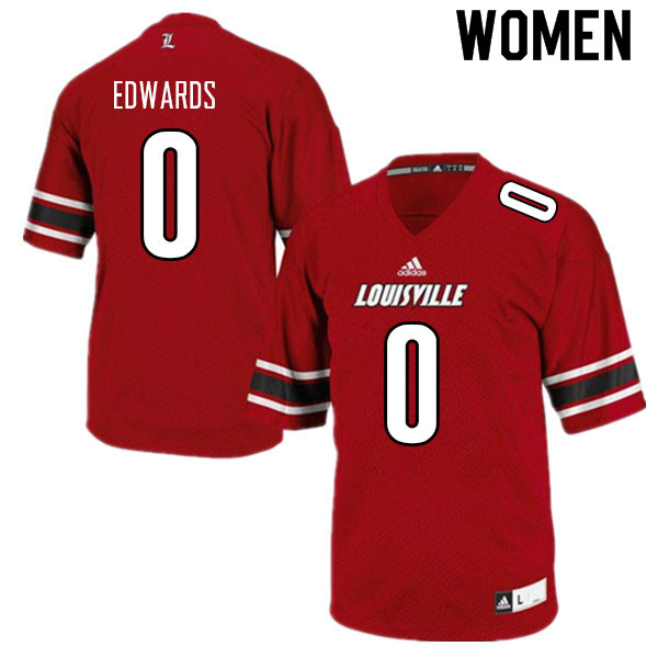 Women #0 Derrick Edwards Louisville Cardinals College Football Jerseys Sale-Red - Click Image to Close